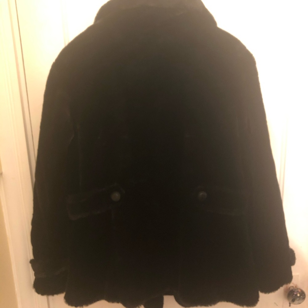 Ashley Stewart 1X Black Faux Fur Pea Coat - Picture 7 of 7
